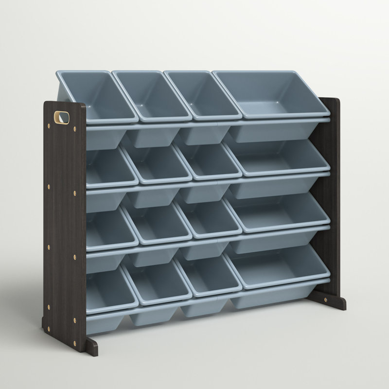 Raul Three Posts™ Toy Organizer with Bins, Espresso/Grey