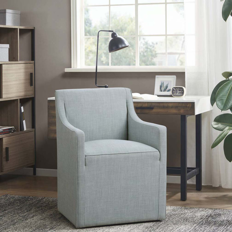 Chaise avec accoudoirs à jupe, Polyester bleu clair 1