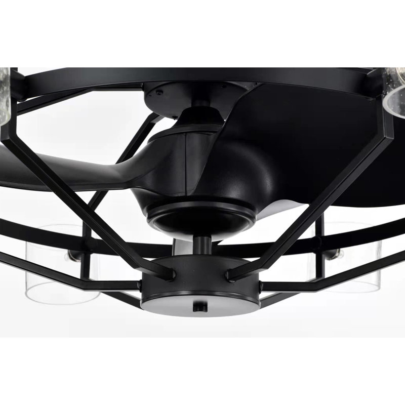 Chalisa 26 Inch Oil Rubbed Matte Black Finish 6 Light, 3 Blade Ceiling Fan With Remote