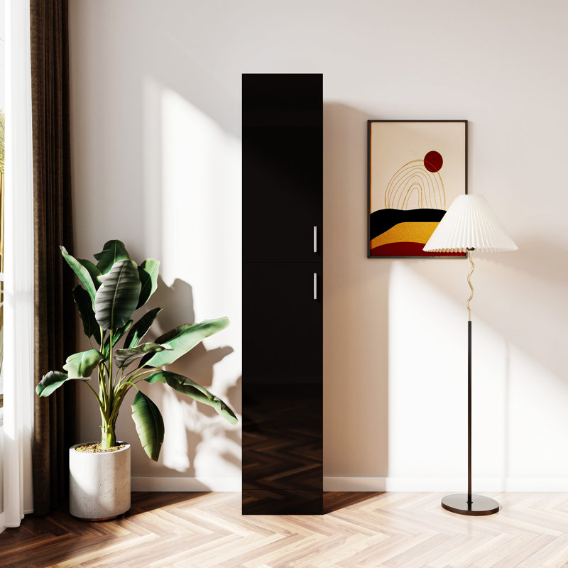 Armoire autoportante avec tablettes réglables et deux portes pour la cuisine, Noir