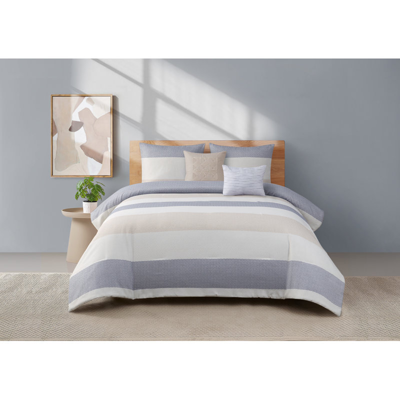 Atticus 5 Piece Comforter Set, Queen Comforter + 2 Shams + 2 Throw Pillows