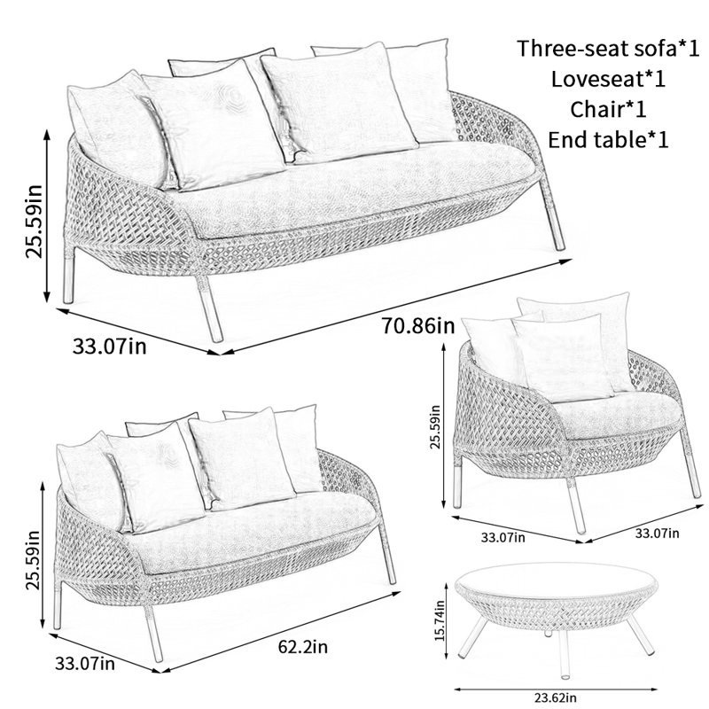 Ensembles de canapés d'extérieur imperméables et imperméables
