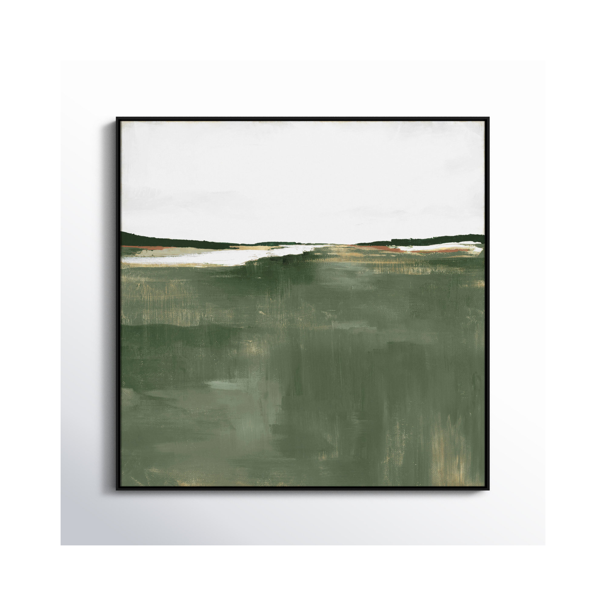 Green Sea by Dauntsey Z - Floater Frame Print on Canvas, Black, 46.5" H x 46.5" W