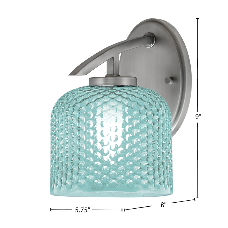 Applique murale en verre texturé turquoise 6 po, Argent argent
