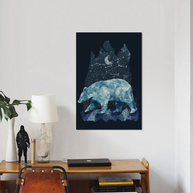 « the great bear », peinture sur toile tendue, H 40 po x l 26 po x P 1,5 po, Toile tendue, Pas de tapis