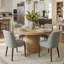 Ensemble de table de salle à manger pour 4 personnes avec table ronde en bois massif et 4 chaises rembourrées en tissu-1223068908-1223068907