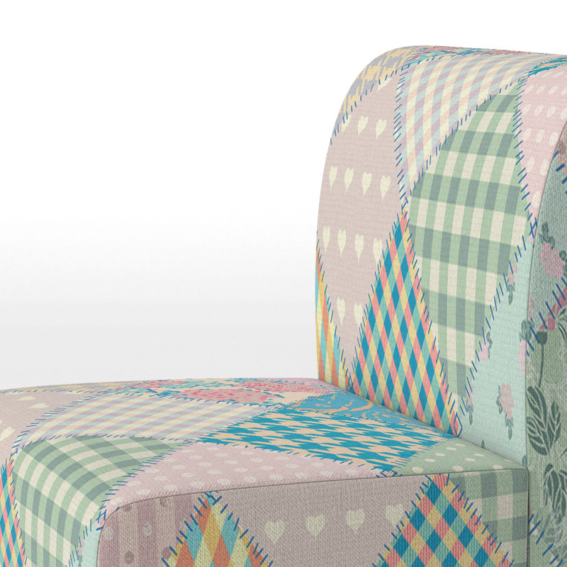 Multicolor Quilting Patchwork - Upholstered Patterned Accent Slipper Chair