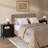 Fluted Nightstand Set of 2, Black Wood Nightstands with Charging Station, Modern Bedside Table Set of 2 for Bedroom, 15.8"D x 11.8"W x 23.4"H-1833551359