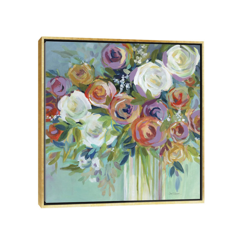 "confetti bouquet ii" par carol robinson-print, Toile encadrée d'or, H 18 po x l 18 po x P 1,5 po