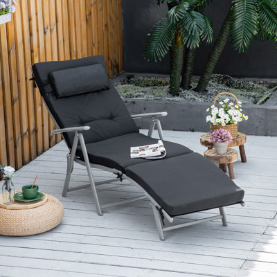 Chaise longue d'extérieur pliante noire