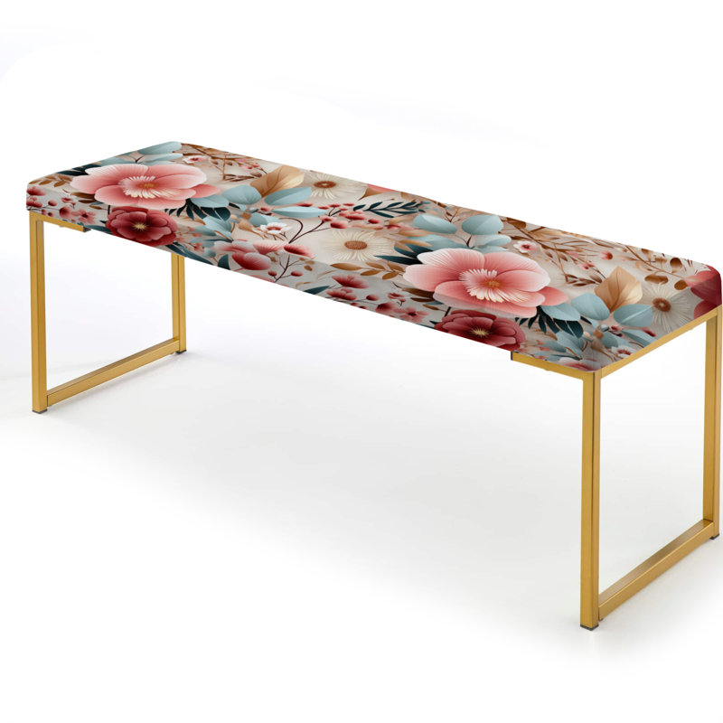Motif floral pastel de style bohémien - banc rembourré floral doré