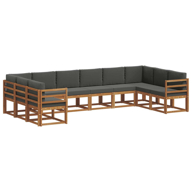  Ensemble de canapé d'extérieur avec coussin 10 pièces naturel et anthracite