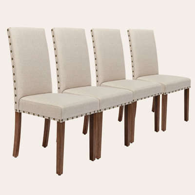 Chaise de salle à manger Bearch - Dossier rembourré moderne avec garniture cloutée