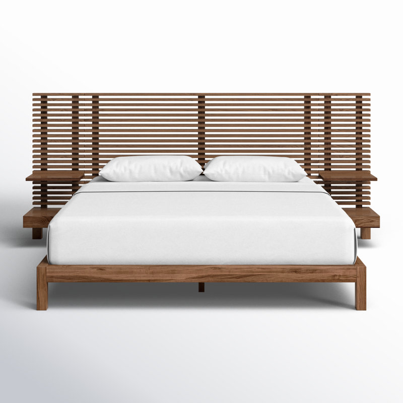 Finnian Unfinished Solid Wood Panel Storage Bed, Queen, Walnut