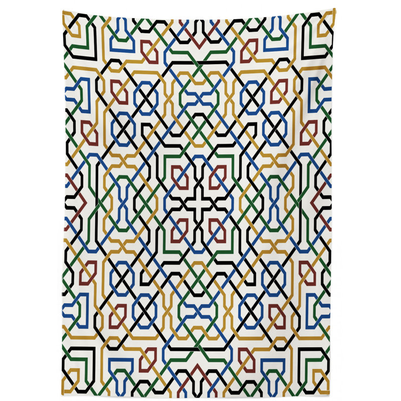 Moroccan Dining Room Kitchen Tablecloth, 90" L x 60" W