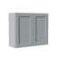 Armoire murale 36 po en bois massif gris avec portes à fermeture douce et tablettes réglables