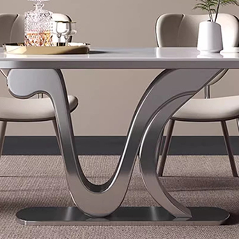 Table et chaise de luxe domestique, Blanc / brun, H 29,5 po x L 55,1 po x l 31,4 po