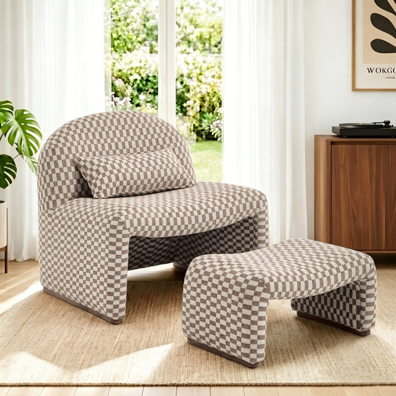 Ensemble de 2 chaises d'appoint et repose-pieds l 28 po (ensemble de 2), Brun