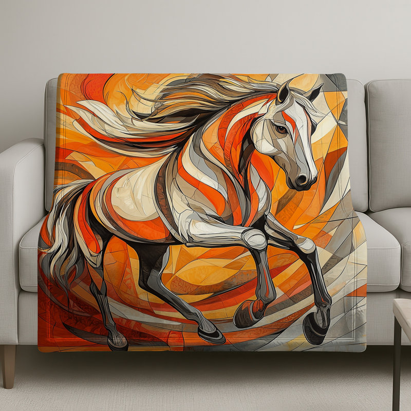 Horse Fleece Throw Blanket - Animal Throws for Sofas or Beds, 72in W x 96in H