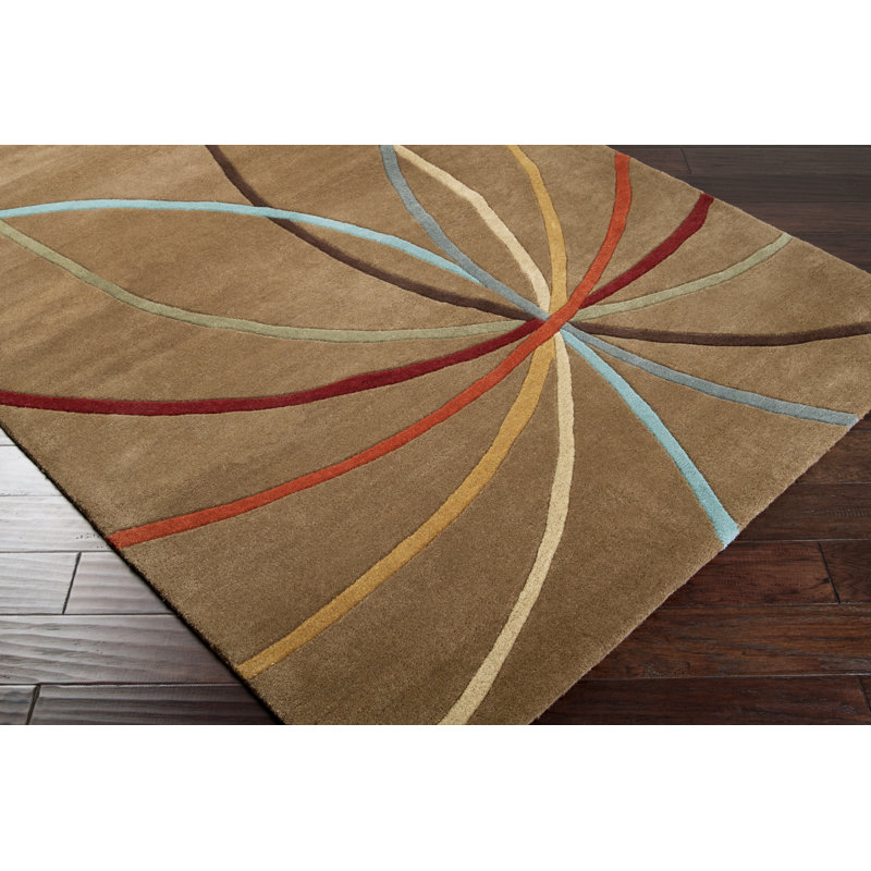 Tapis moka en laine touffeté à la main à motif abstrait Mcquaid, Rectangle 6 pi x 9 pi