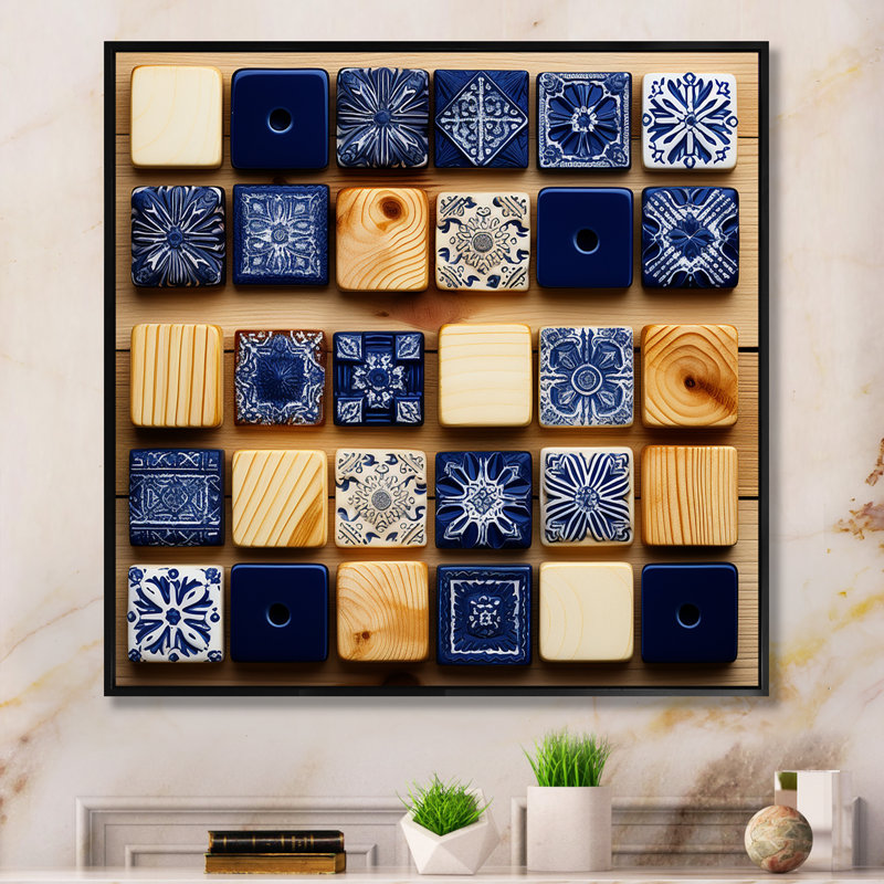 Boho Colours Tiles - Boho Tiles, art mural, Noir, H 30 po x l 30 po