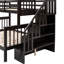 Lit superposé double dans la chambre à coucher, escalier à quatre marches, rangement, barrière de sécurité, lit à pieds en pin avec escalier, espace de rangement, boîte à ressorts non requise-130449340