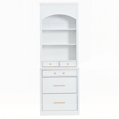 Freestanding Tall Kitchen Hutch With Faux Marble Top by Breakwater Bay