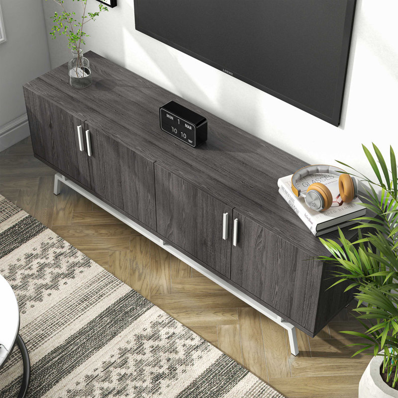 Meuble télé pour téléviseur de 60 po ou moins , Gris patiné / Argent