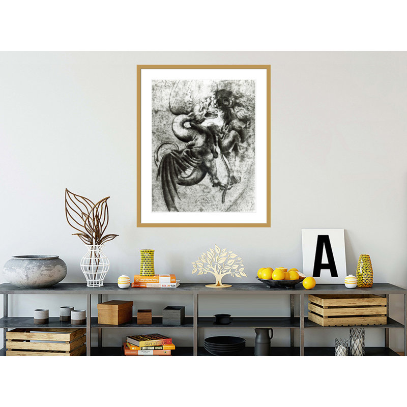 «Fight entre un dragon et un lion» par Leonardo Da Vinci, impression giclée sur cadre, H 40,75 po x l 33,5 po