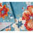 TOWN & COUNTRY EVERYDAY Hibiscus Bloom Border Modern Floral Outdoor Rug Light Blue/Red-97549310