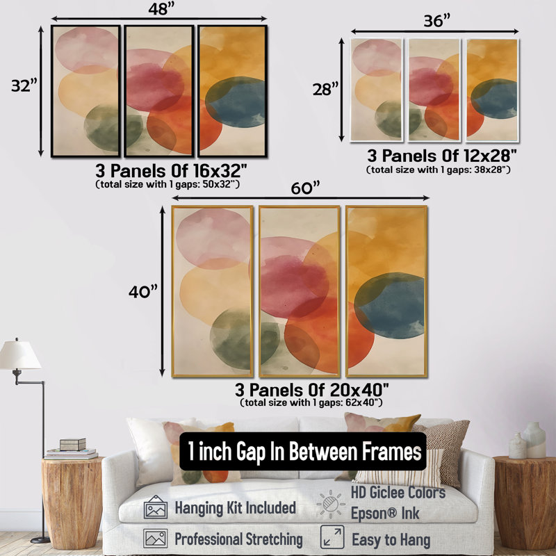 Cordalro - ensemble d'art mural imprimé abstrait, H 40 po x l 60 po x P 1 po, Cadre flottant brun