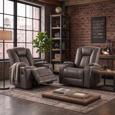38'' Manual Swivel Rocker Recliner with Dual Cup Holders and Arm Storage for Living Room and Home Theater (Set Of 2)