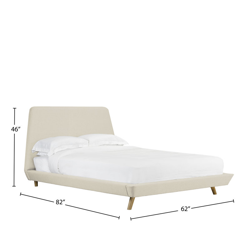 Lit plateforme en tissu d’ameublement Broughton, Double, Ivoire