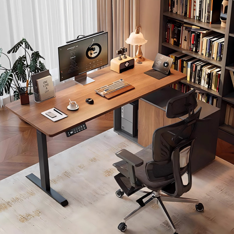 Bureau ajustable électrique rétro avec armoires latérales, H 45,94 po x l 70,87 po x P 43,31 po