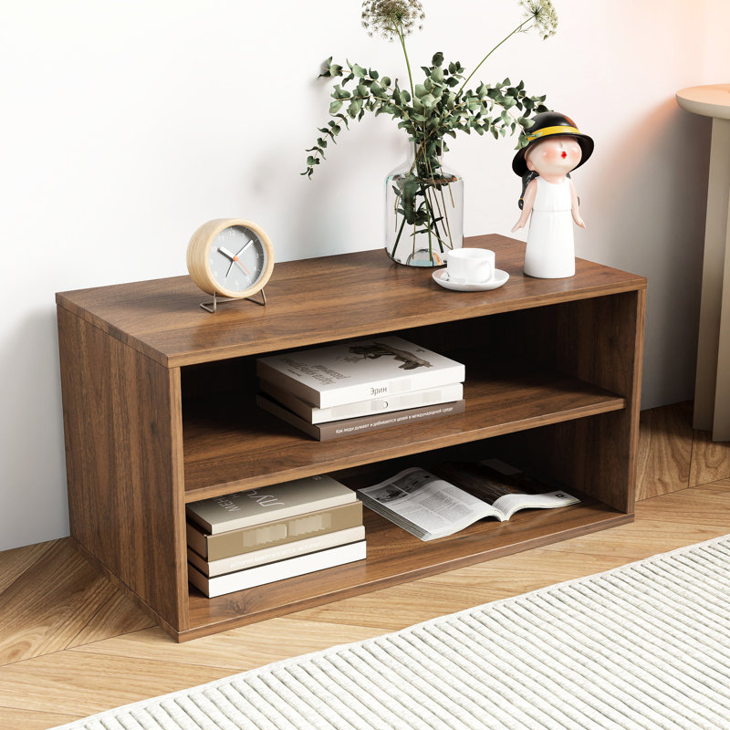 Tablette empilable pour rangement - 29,07 x 13,62 x 13,98 po, idéale pour organiser la maison, livres, vêtements, cadres photo, souvenirs, ton noyer, panneau de particules et armoire, maison