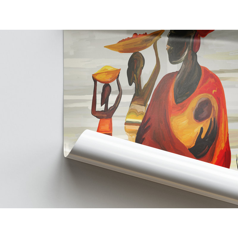 African Inspired Abstract Canvas Art featuring a Woman with Baby Wall Decor, Wrapped Canvas, 30 cm H x 30 cm W