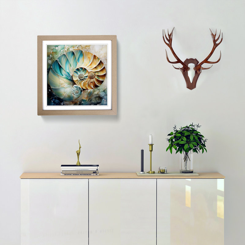 Seashell Abstract Art - Framed Print, Oak