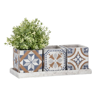 Portuguese Tiles 3 Pots on Tray
