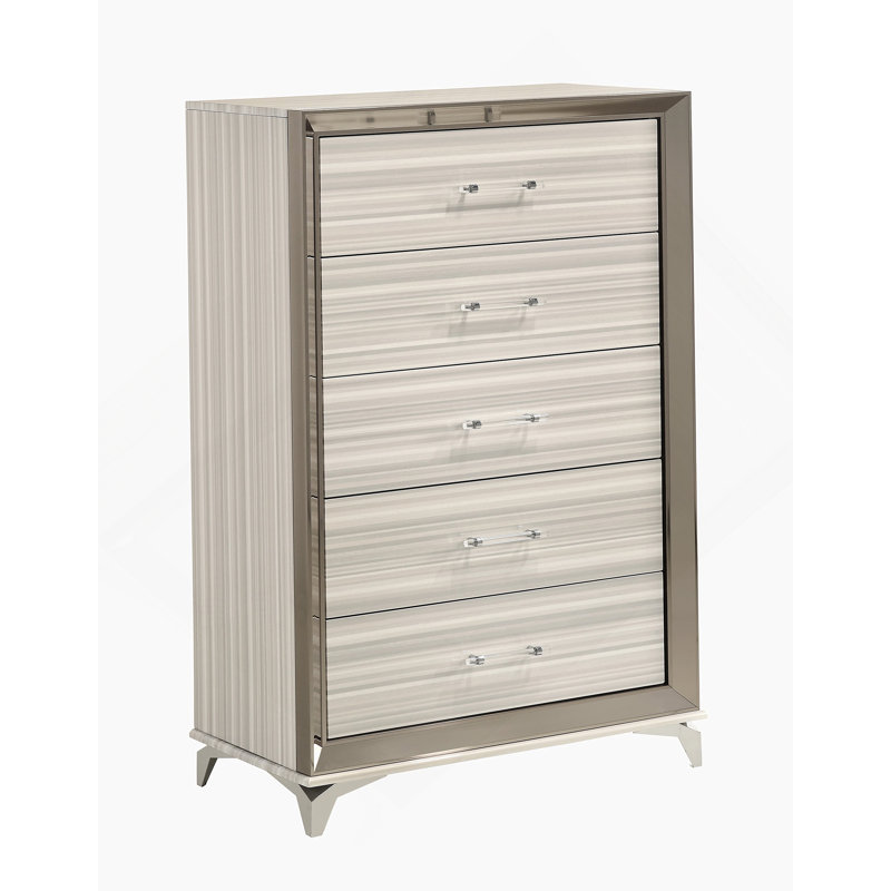 Commode verticale en bois manufacturé avec 5 tiroirs