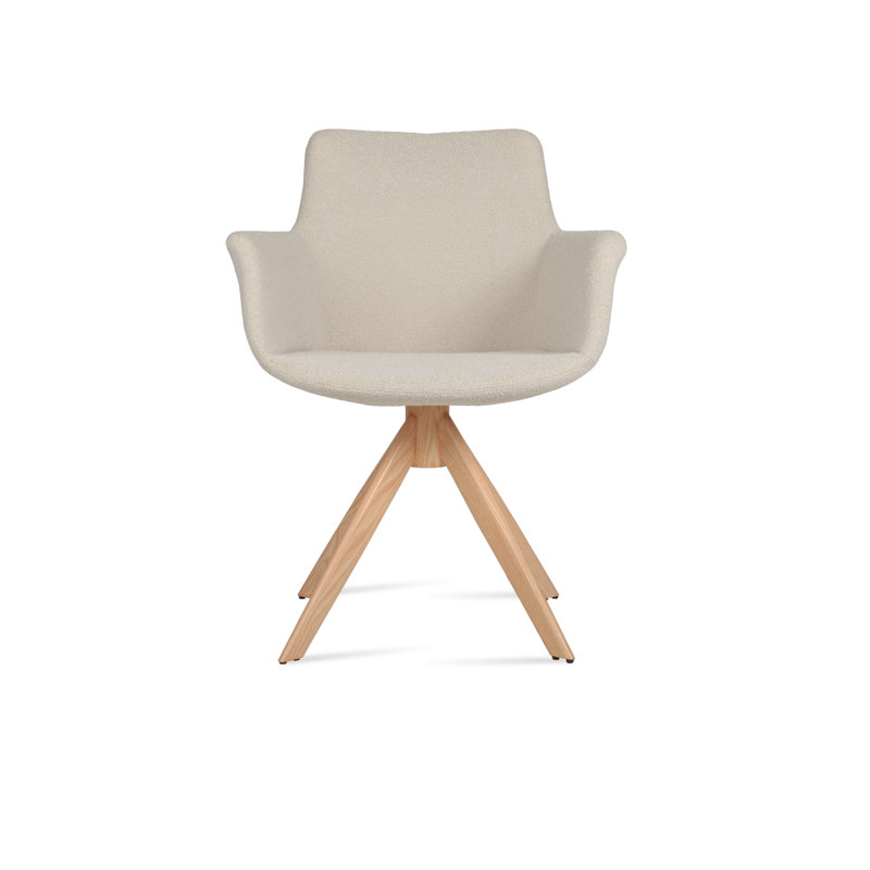 Bottega Sword Swivel Arm Chair, Natural, Era Red