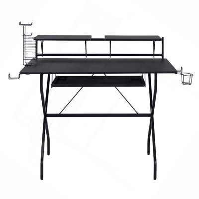 Desk,Black Computer Desk With Keyboard Tray
