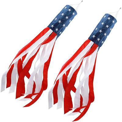 4ème décorations du 4 juillet - Manche à air robuste pour drapeau patriotique pour l'extérieur (ensemble de 2)