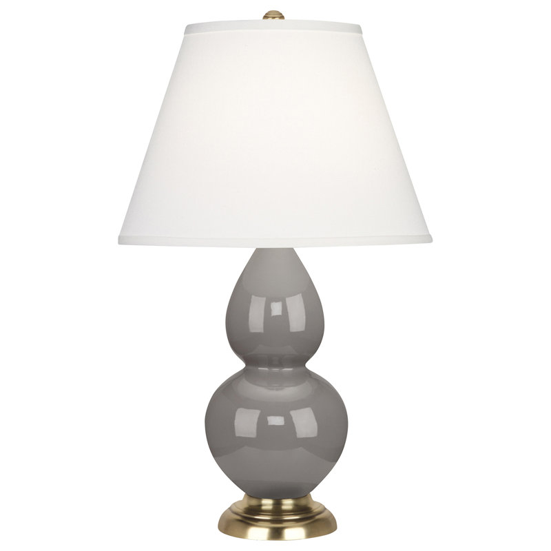 Gourd Table Lamp, Smokey Taupe and  Brass Base