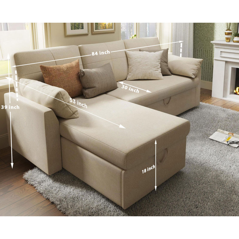 Baerl 84'' Upholstered Sleeper Sofa, Beige Chenille