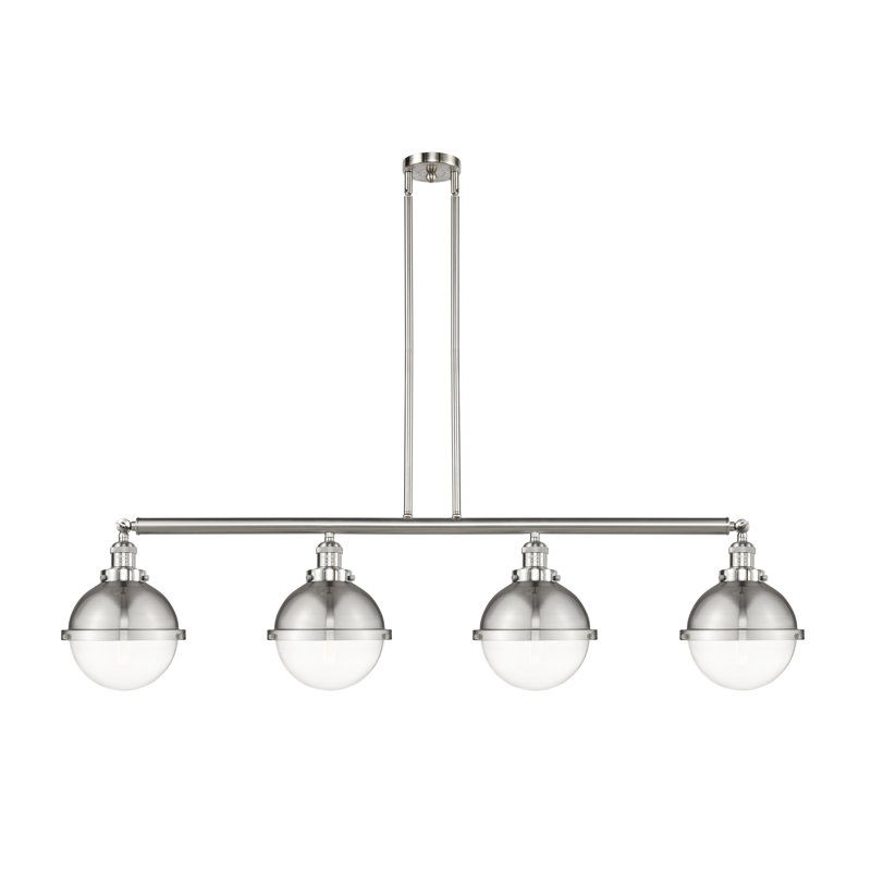 Luminaire suspendu linéaire à 4 lumières pour îlot de cuisine Alisbha, H 45,63 po x l 53,63 po x P 9 po, Blanc mat