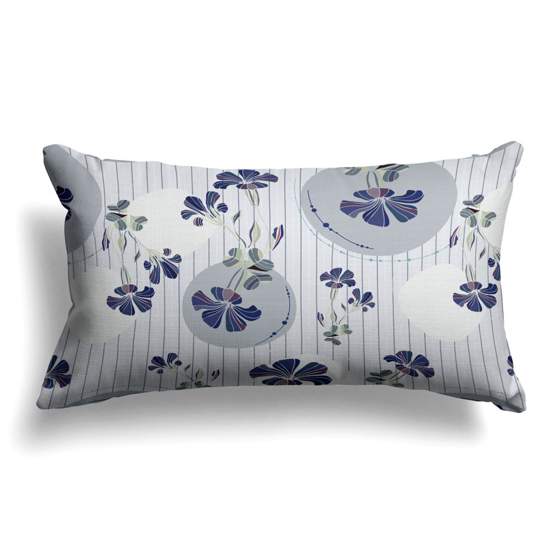 Circular Garden  Rectangular Throw Pillow, Blue/Green