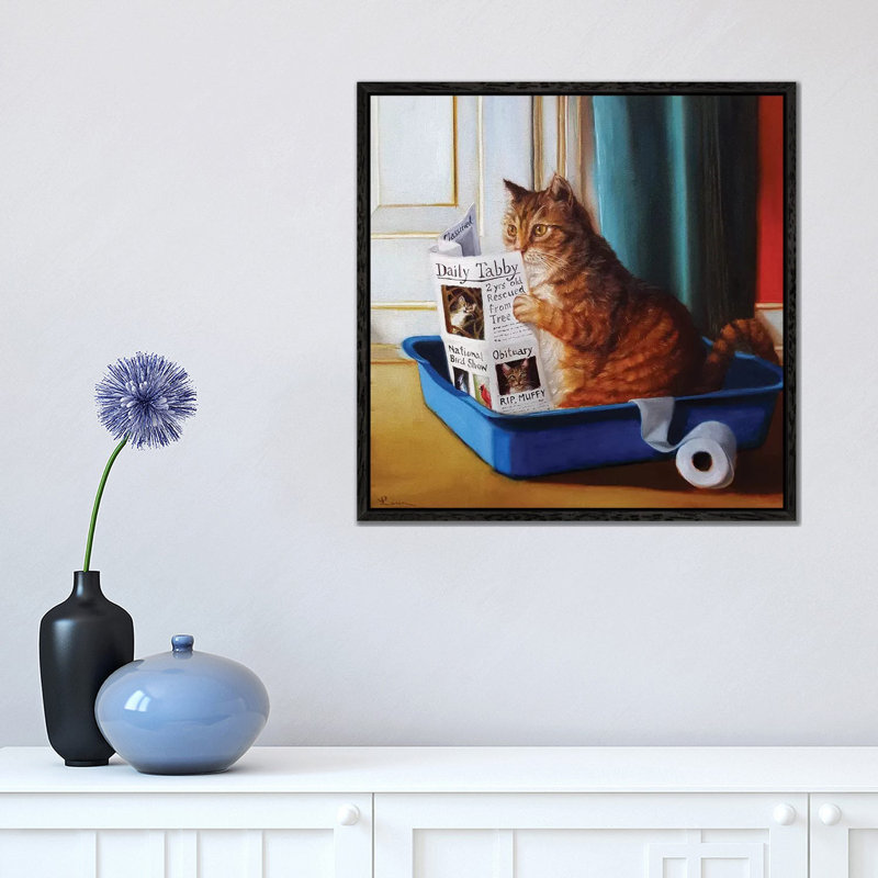 Kitty Throne by Lucia Heffernan - Graphic Art Print on Canvas, 45.72 cm H x 45.72 cm W, Black Framed