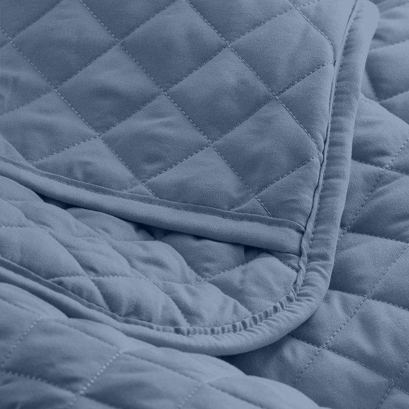Ensemble de couvre-lit moderne et contemporain en microfibre 3 pièces , Bleu couronne