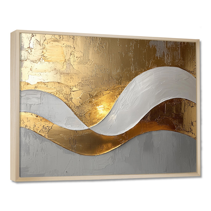 Amaro I - Abstract Large Wall Art, Cadre flottant, Crème, crème, H 24 po x l 32 po