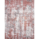 Area Rug in Red/White/Gray